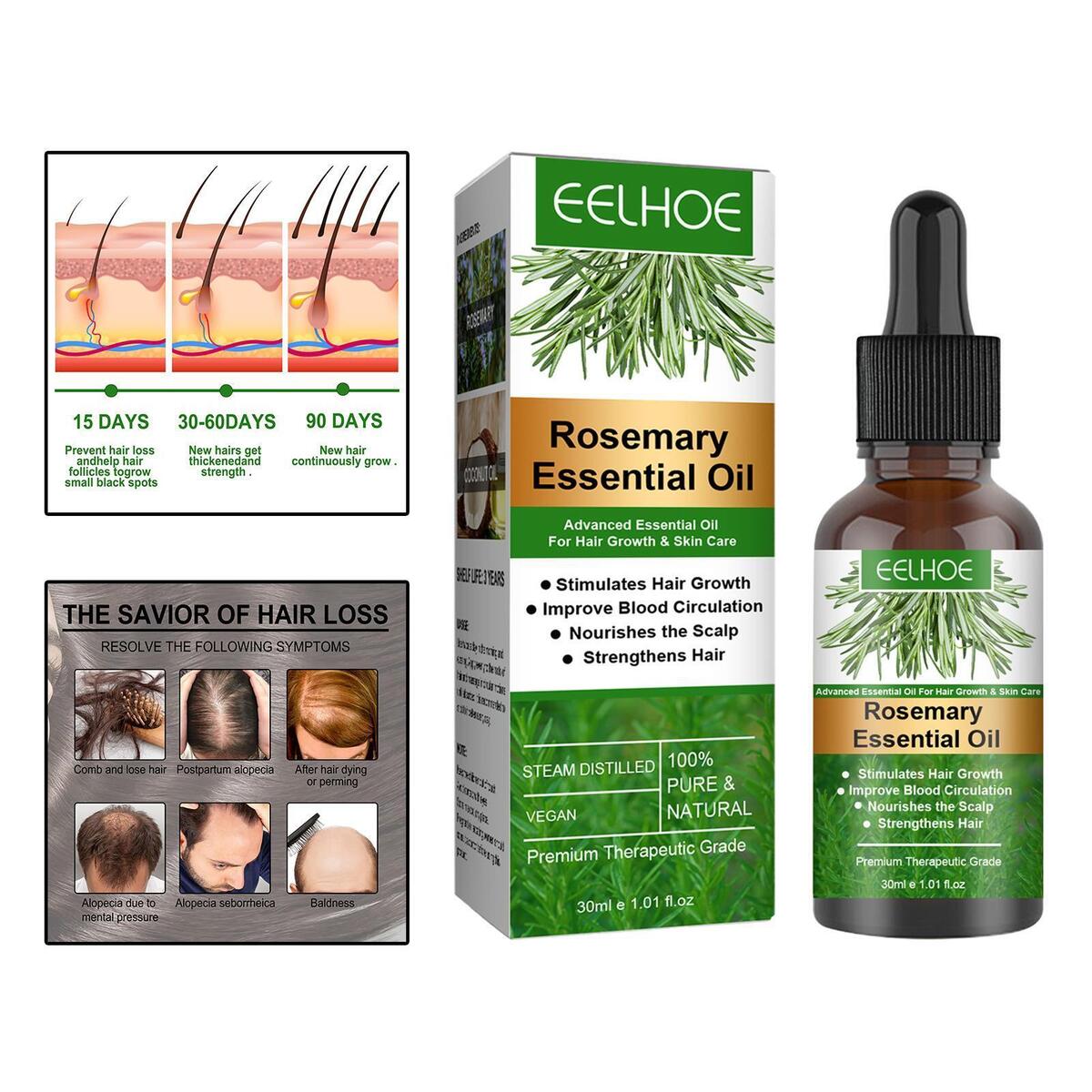 Rosemary Essential Oil Refreshing Aromatherapy Oil for Hair Growth Diffusers