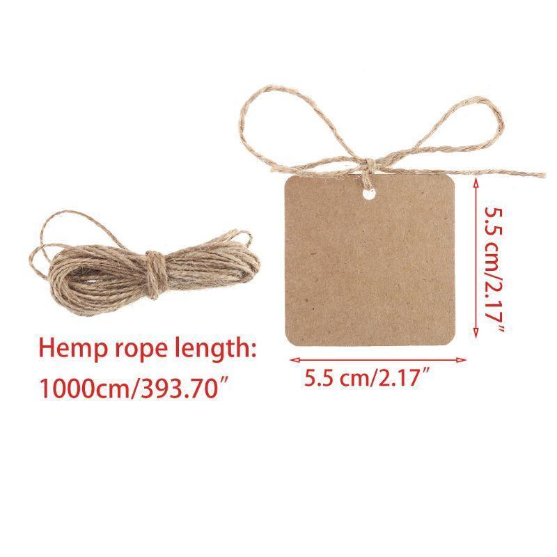 100pcs Blank Square Kraft Paper Gift Hang Tags Wedding Label Price Card Crafts