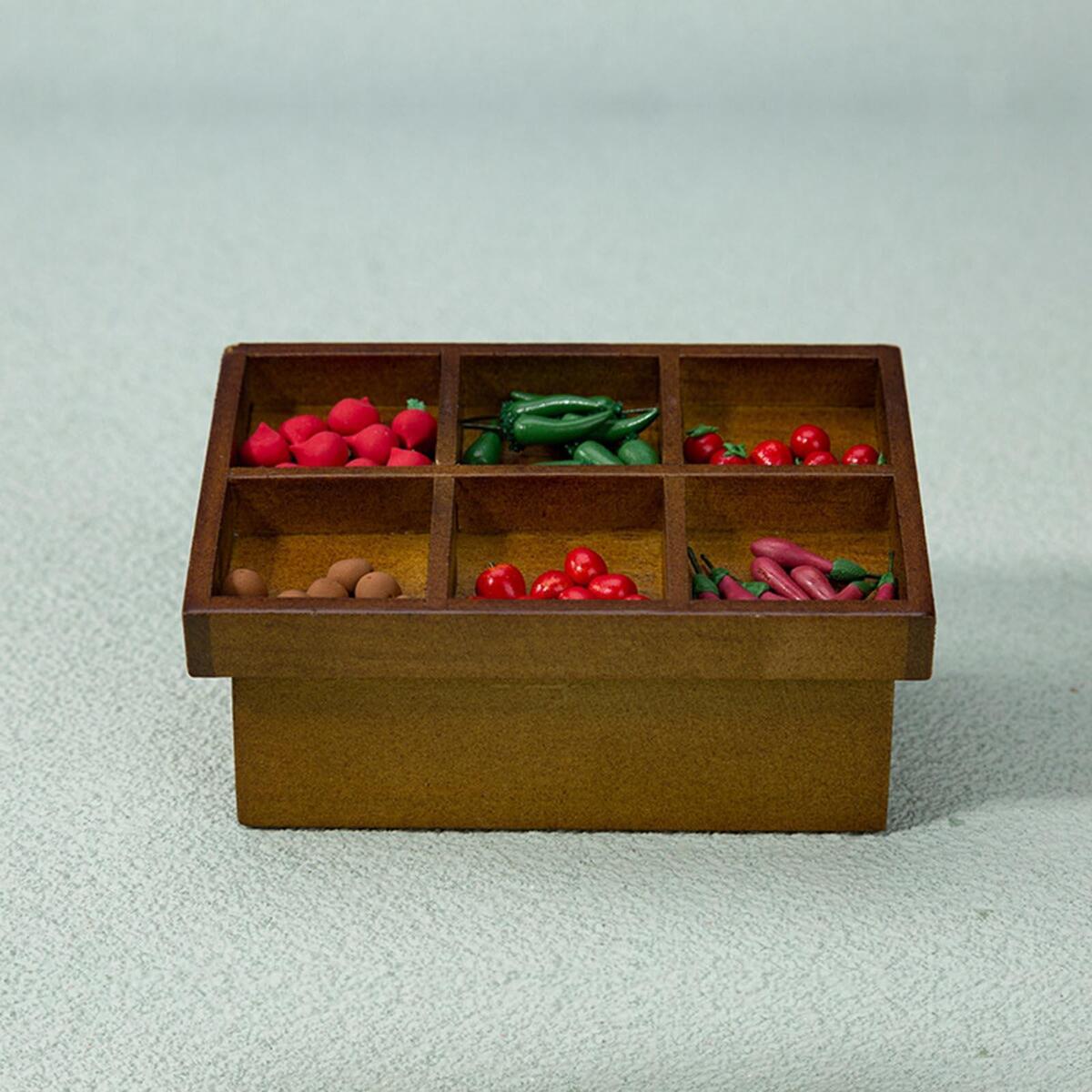 1:12 Scale Mini Wooden Vegetable Rack Shop Vegetable Fruit Display Shelf