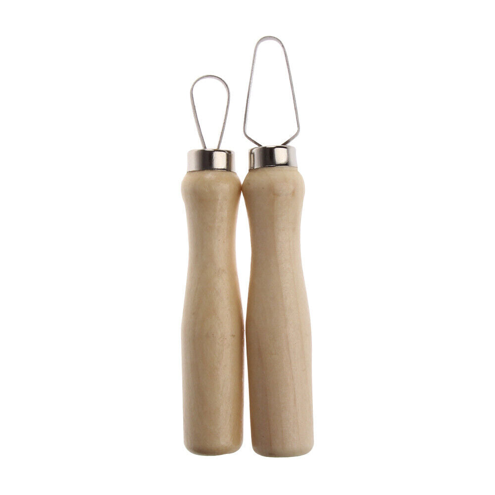 10 Pcs Wood Pottery Clay Sculpture Loop Tool with Stainless Steel Flat Wire