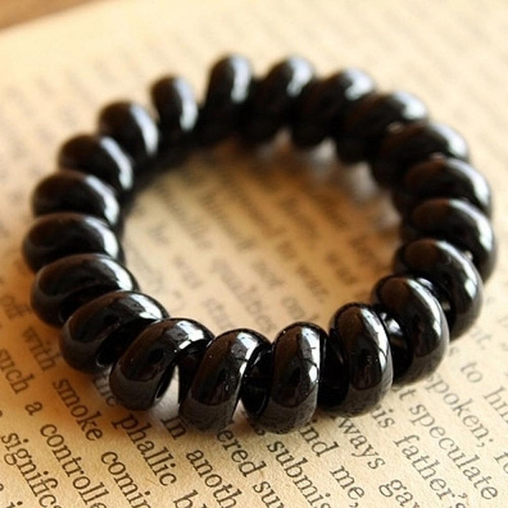 Elastic Girls Black Rubber Hair Rope Extendable Hair Ties Telephone Wire
