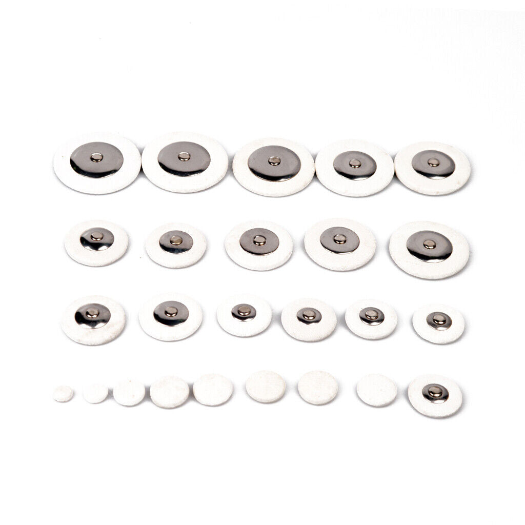 Set of 25 White Leather Pads for Alto Saxophone Sax Replacement Accessory