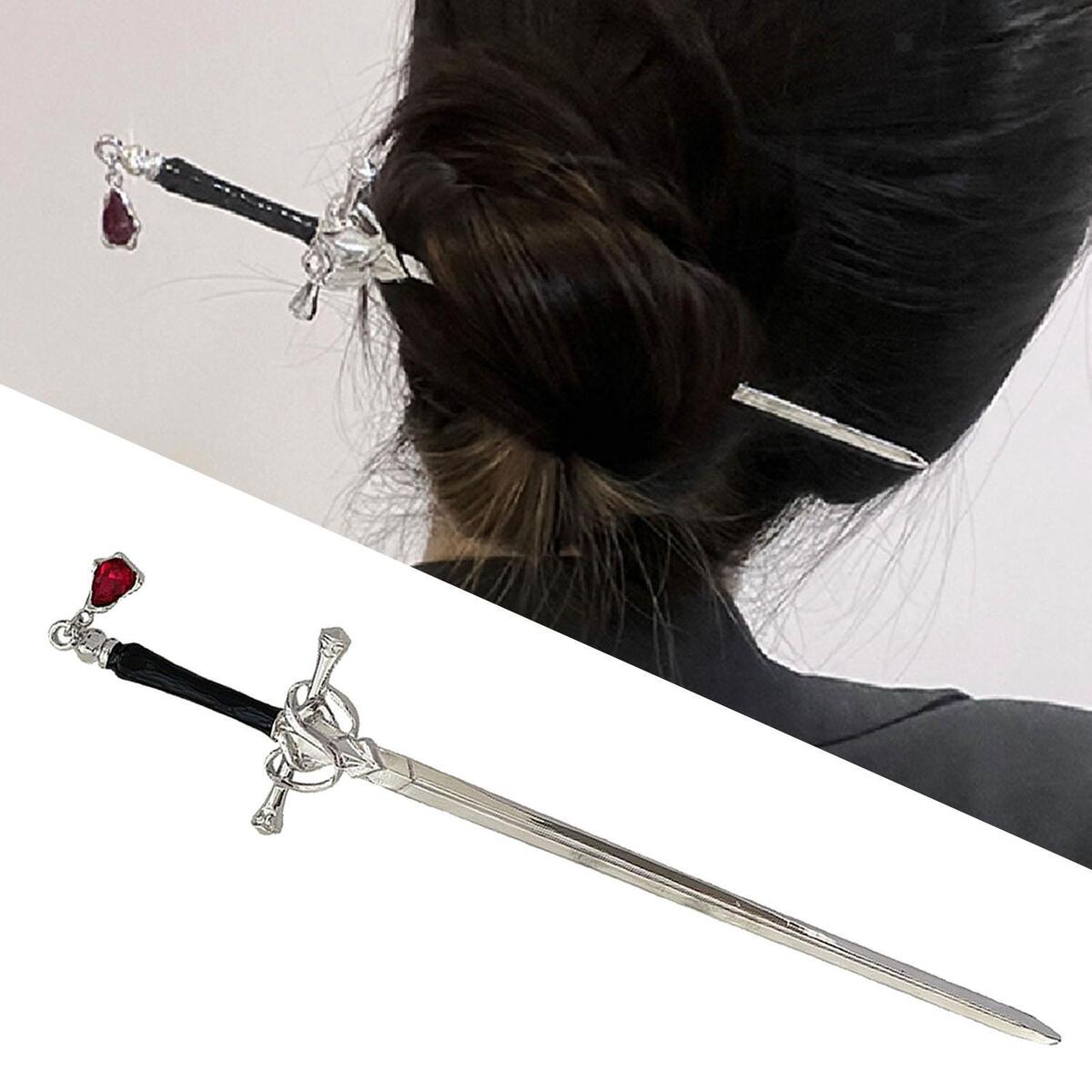 2x Chinese Style Women Hair Sticks Barrettes Headdress with Pendant