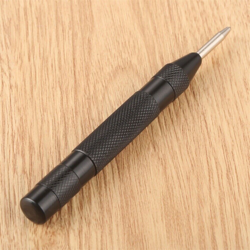 1Pc Black Metal Wood Marking Locator HSS Spring Loaded Automatic Center Punch