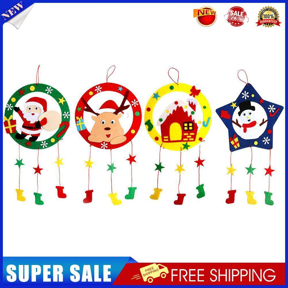DIY Christmas Garlands Cloth Arts Wreath Kindergarten US Rural Style Random