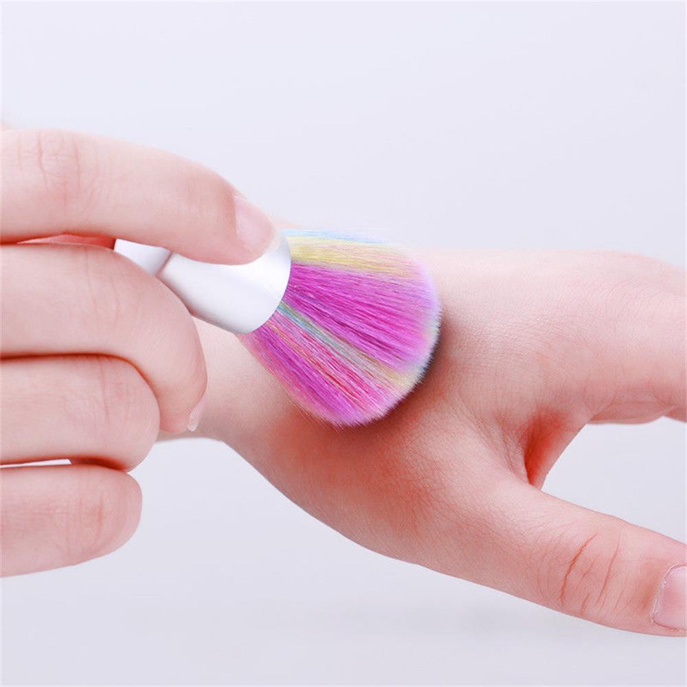 Rainbow Color Manicure Cleaner Nail Art Dust Brush Fiber Hair Powder Remover