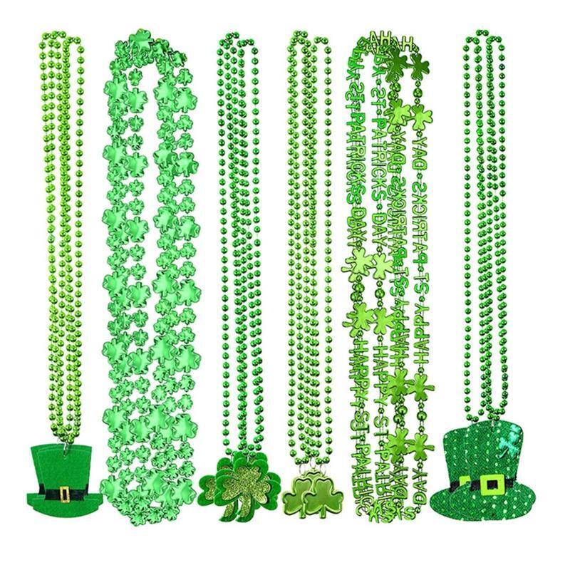 Saint Patrick's Day Irish Festival Bead Chain Set of 18 Necklace Shamrock Hat