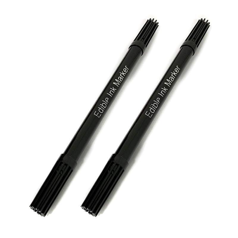 2 Pieces Black Food coloring Pens Double Sided Food Grade and Edible Marker Pens