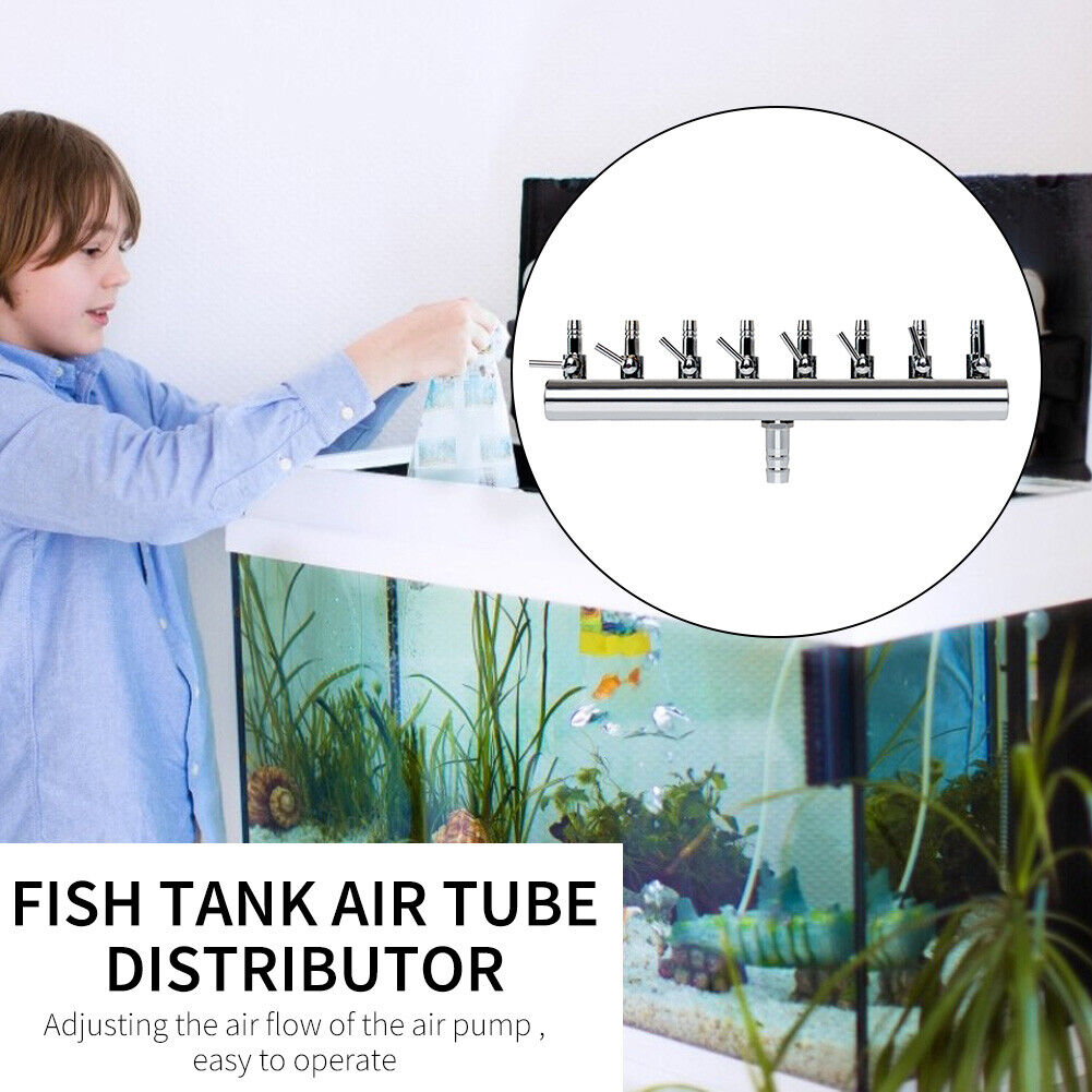Air Oxygen Pump Aquarium Fish Tank Stainless Steel Splitter Hose (8 Ways)