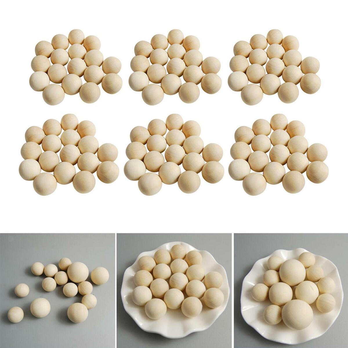 600x  Round Wooden Loose  Ball Bracelet Jewelry Making Findings