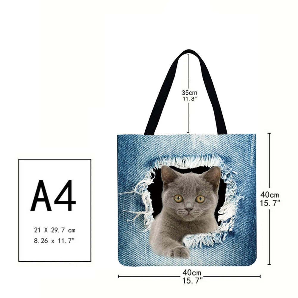 Cowboy cat Printed Shoulder Shopping Bag Casual Large Tote Handbag