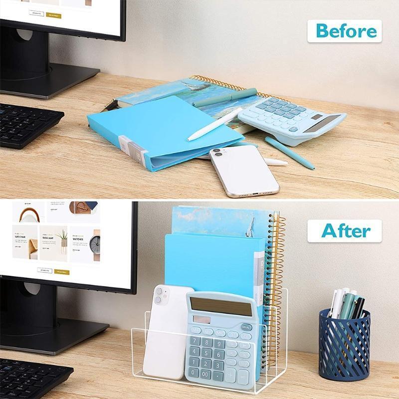 1 Pc Stylish Clear Acrylic File Organizer Documents/Letter/Books Storage Holderr