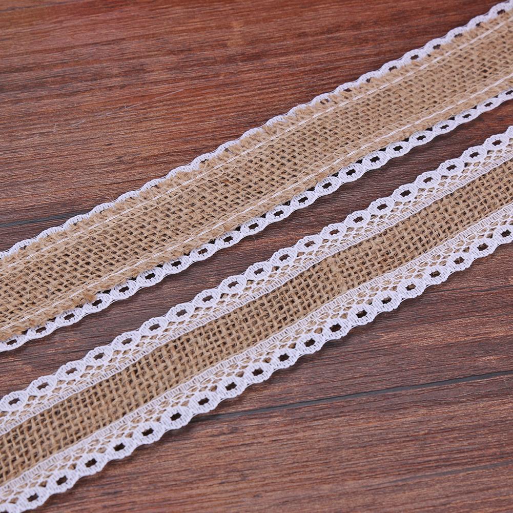 10m/roll Natural Jute Burlap Hessian Lace Ribbon Rustic Wedding Decoration