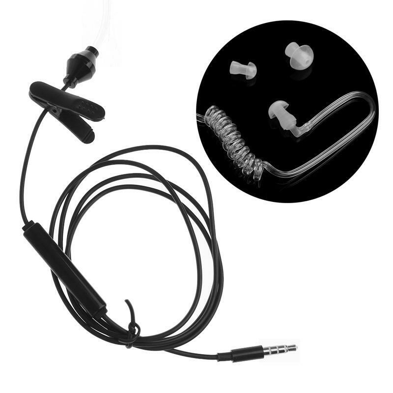 New 3.5mm Air Tube Anti-radiation Stereo In-Ear Single Headset Earphone With Mic