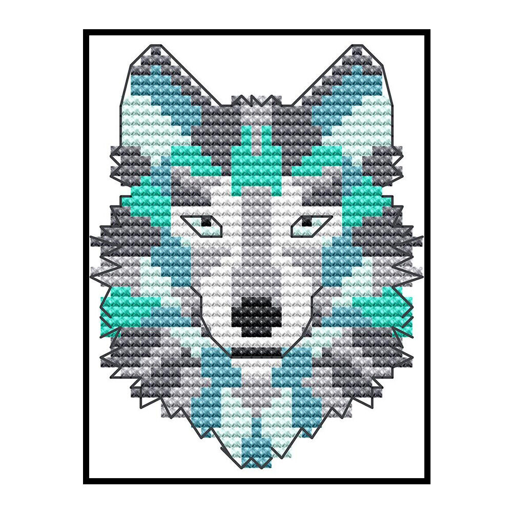 14CT Partial Cross Stitch Wolf Counted DIY Kits Handmade Cotton Embroidery
