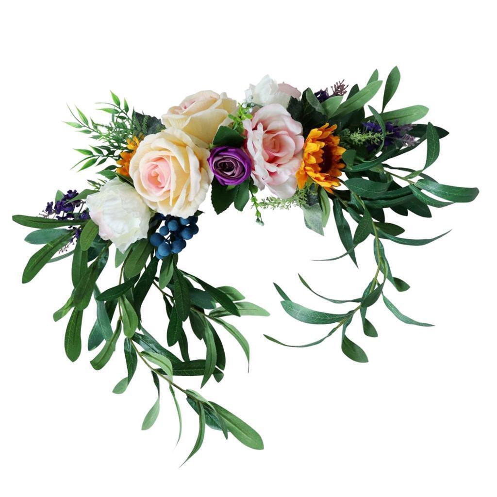 Romantic Simulation Leaves Silk Flower Wall Door Chair Back Hanging Decor