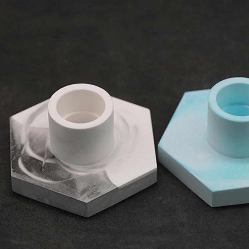 Hex Rod Candlestick Base Silicone Mold Holder Candlestick Mould for Round Candle