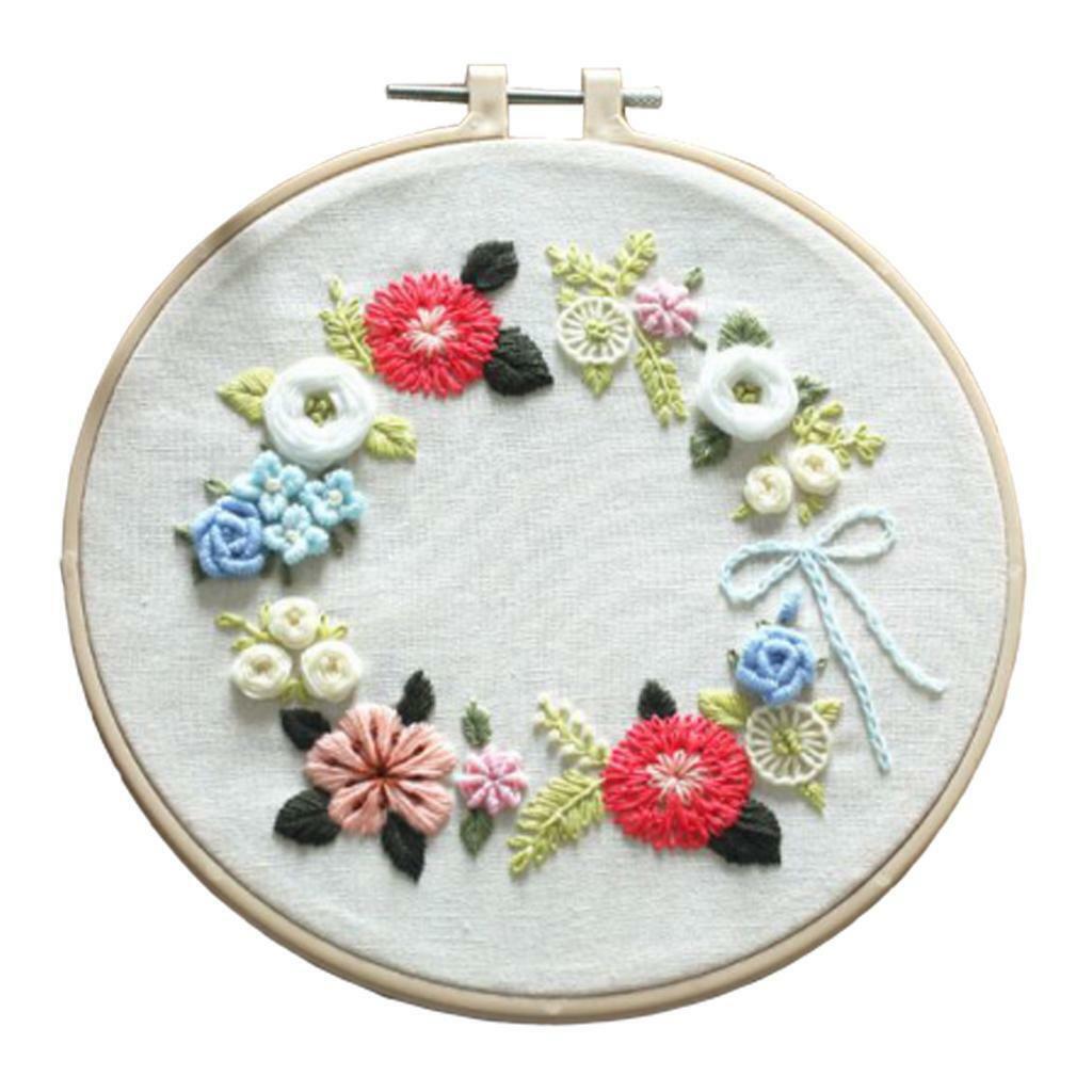 Floral Embroidery Starter Kit   Cloth Hoop Floss Kits