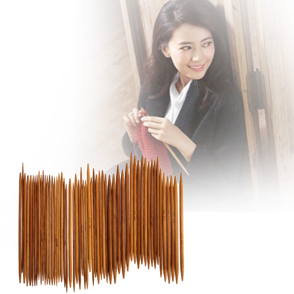 55Pcs 11sizes 5'' 13cm Double Pointed Carbonized Bamboo Knitting Needles