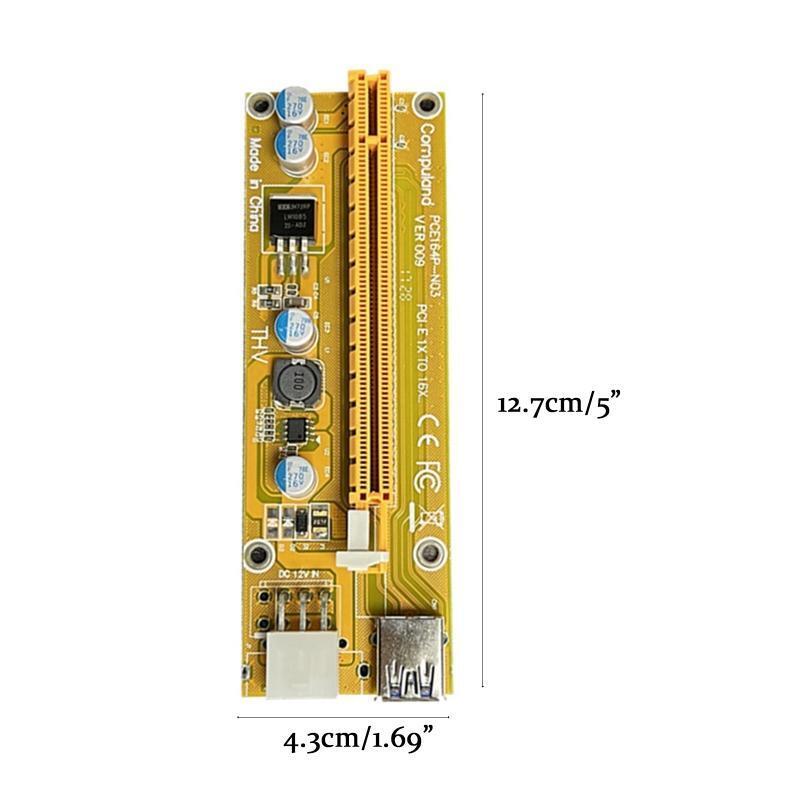 PCI-E Riser Card 009S PCI Express 1X to16X Extension USB3.0 Cable 6Pin Sata 60cm