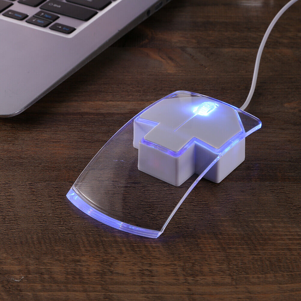 USB 2.0 Wired Optical LED Light-up Transparent Colour Mouse