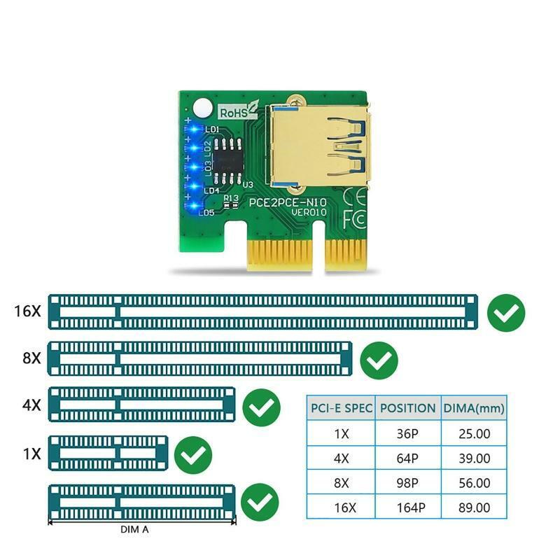 PCI-E Riser Card VER010 -X PCIE PCI-E Express Adapter 1X to16X USB3 Extender