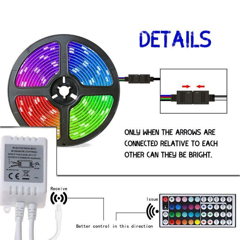 Flexible Strip Light 5050 RGB LED SMD Remote Fairy Lights for Room Party Bar