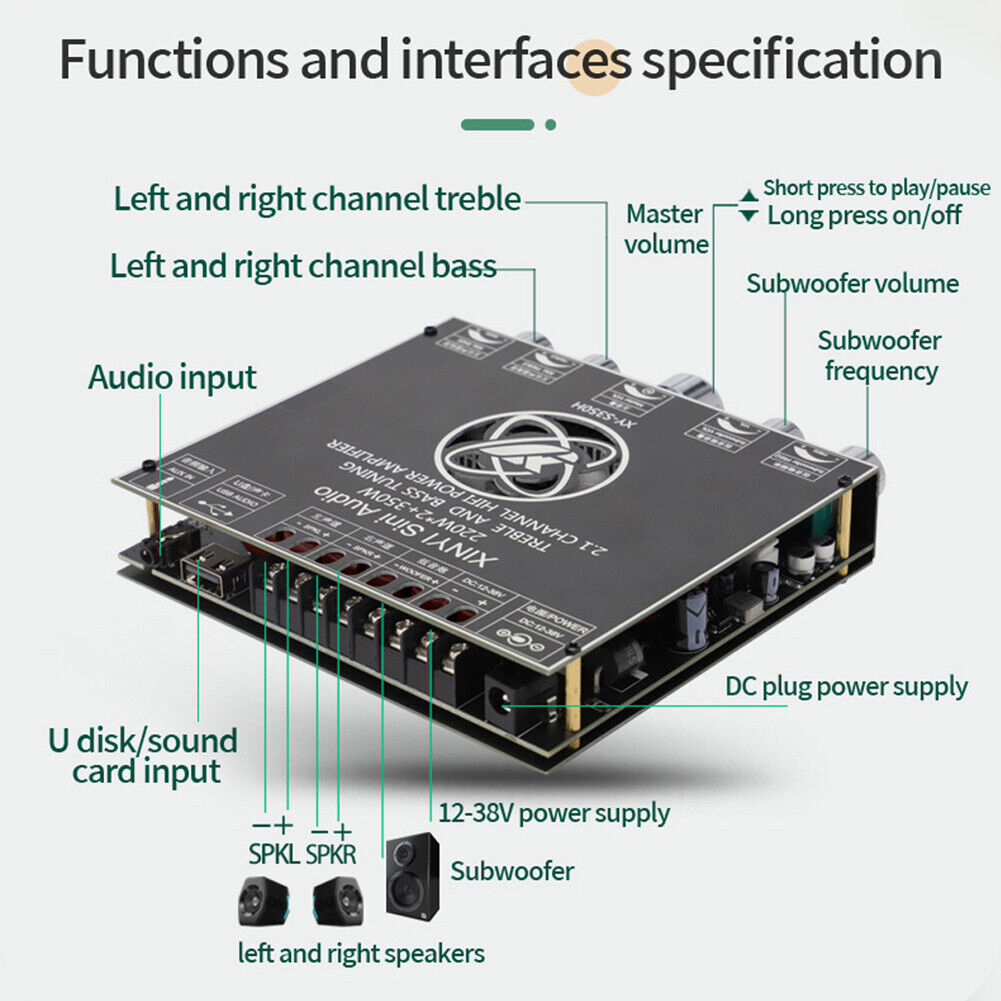 XY-S350H App Control 220Wx2+350W Amplifier 2.1 Dual Channel Wireless Module