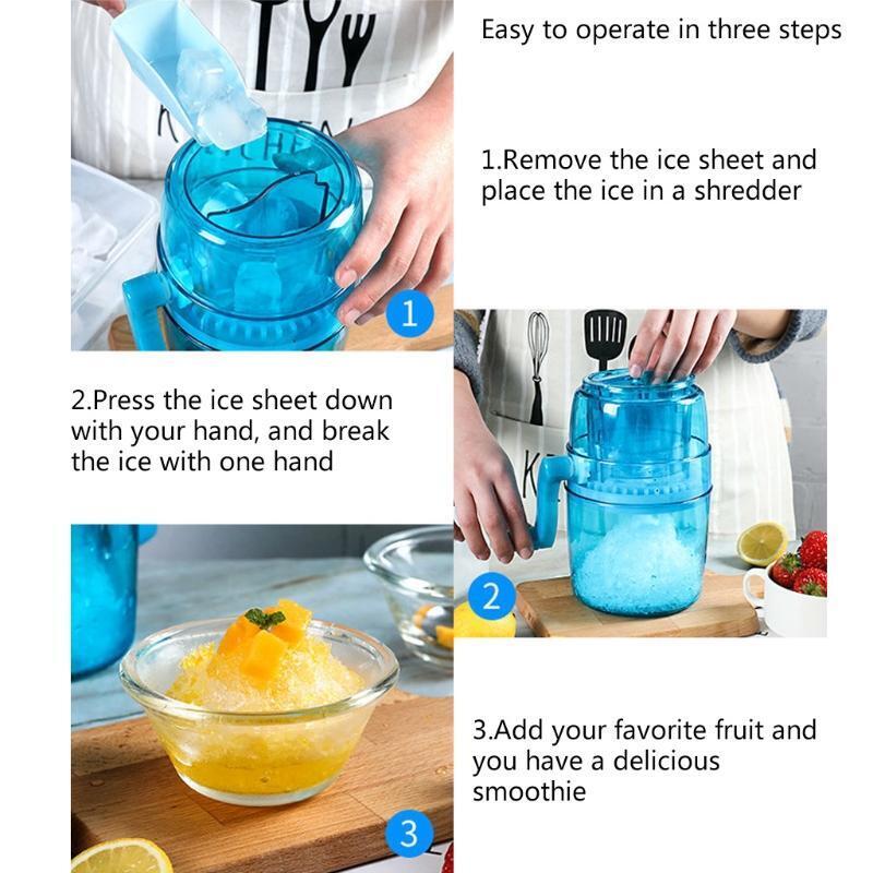 Manual Ice Crusher Hand Crank Shaver for Making Drinks Household Snow Cone