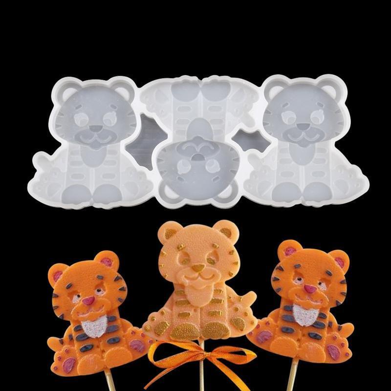 Cute Tiger Lollipop Shape Silicone Mould DIY Jelly Mold Candy Molds Fondant Mold