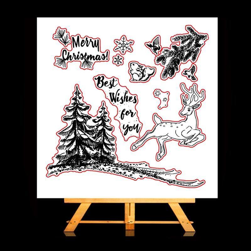 Merry Christmas Deer Metal Cutting Dies And Clear Stamp Set For DIY Scrapbooking
