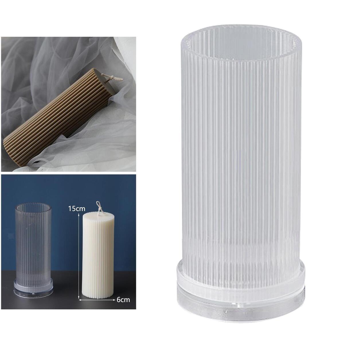 2x Long  Candle Molds Acrylic Large Cylinder Rib Candle Making