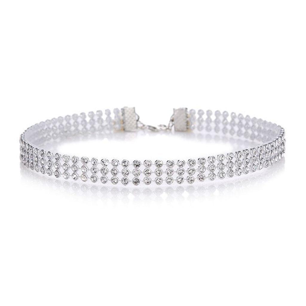 4Pcs Choker Collar Necklace  Rhinestones Shiny for Statement Men