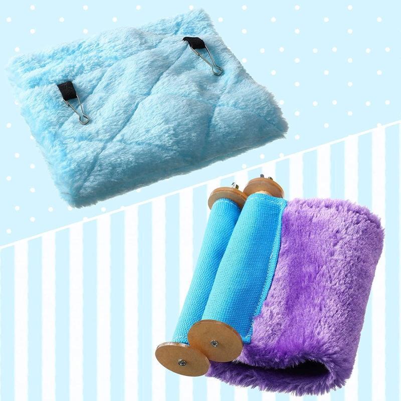 2 Pack Plush Fluffy Bird Nest House Hanging Hammock for Hamster Parrot Lovebird