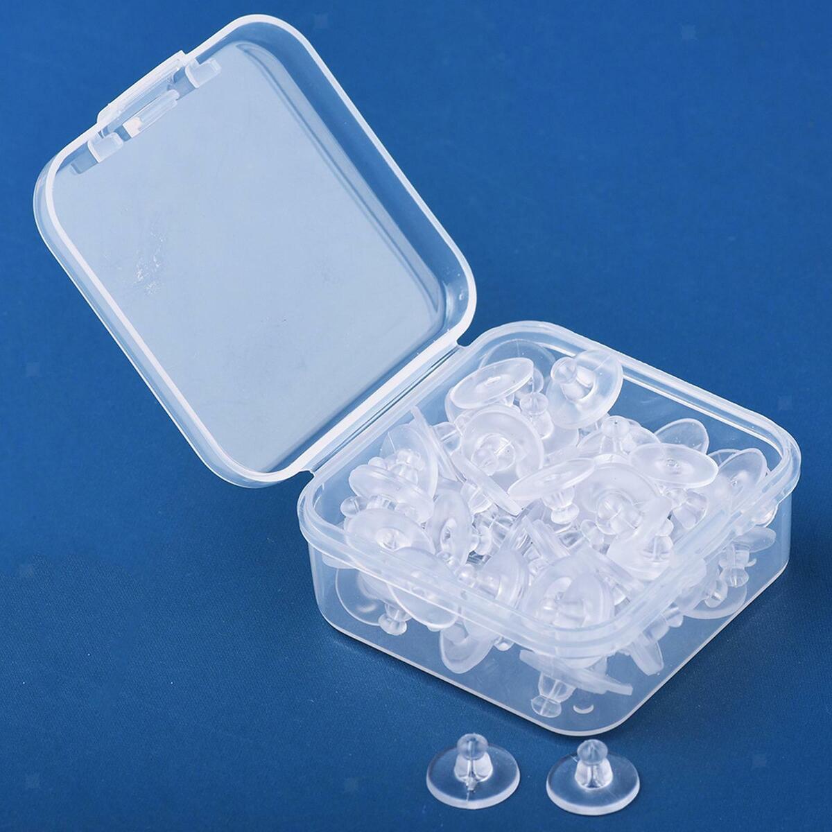 80x 5mm Earring Backs Sleeves Soft Holders Silicone Round Nuts Post Ear Ring
