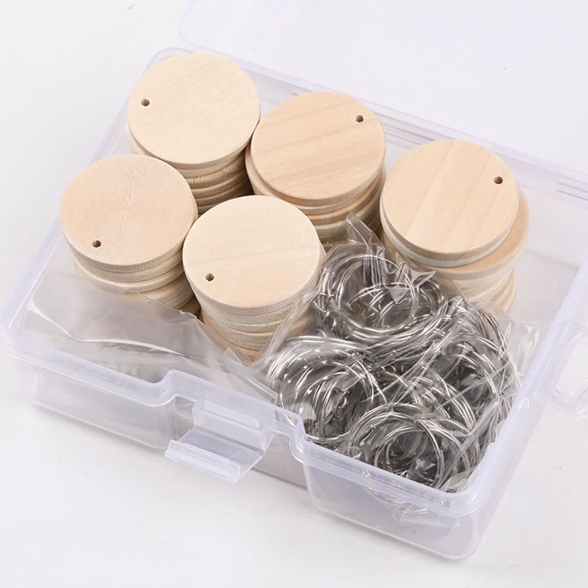 50pcs DIY Blank  Pieces Slice Round Unfinished Crafts en Discs