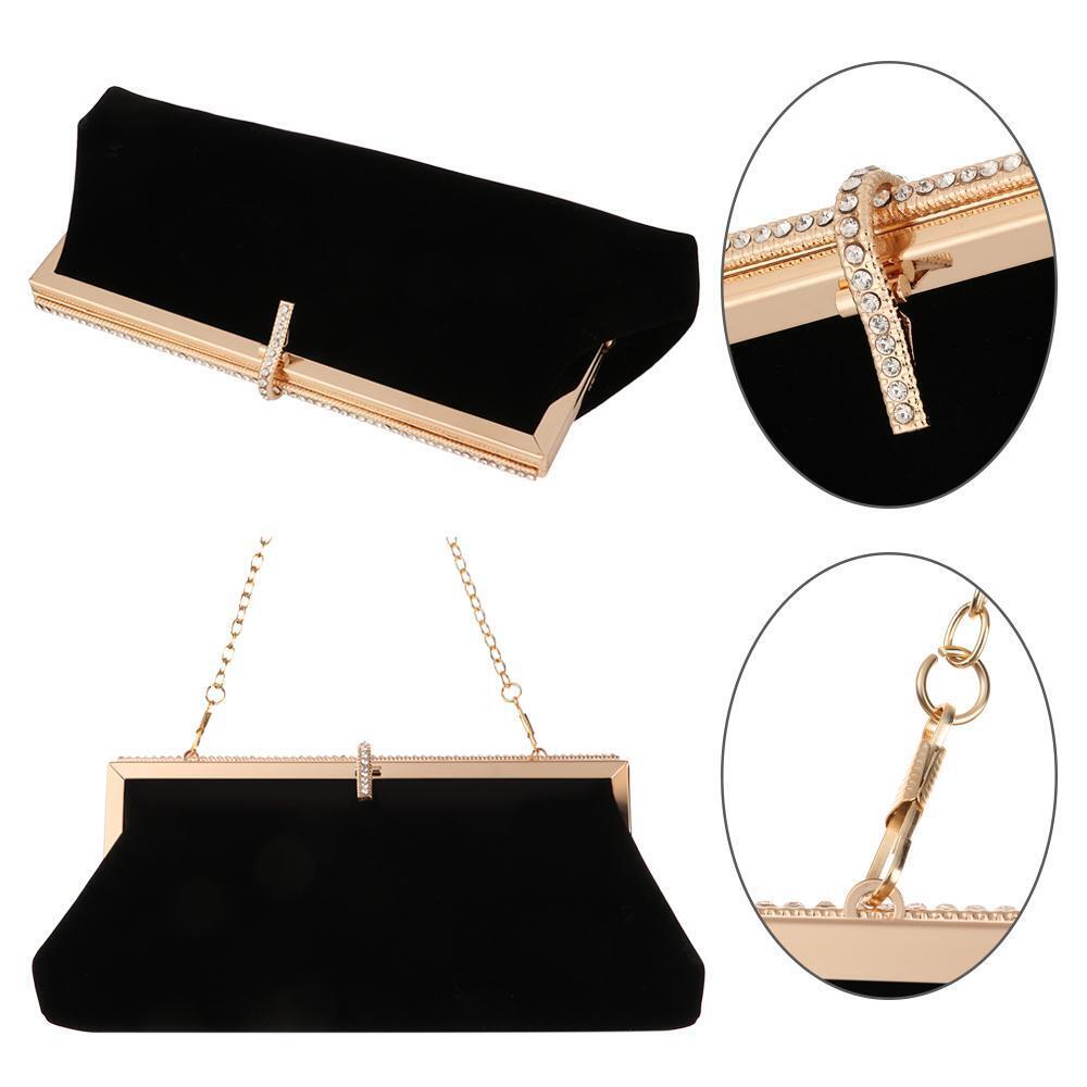 Women Banquet Party Bridal Evening Bag Velvet Diamante Clutch Bag Handbag