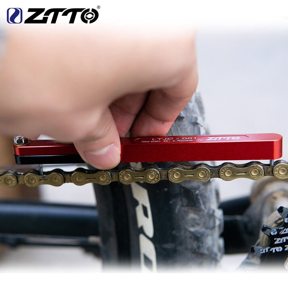 ZTTO Bicycle Chain Wear Indicator Checker MTB Chain Gauge Ruler (Red)