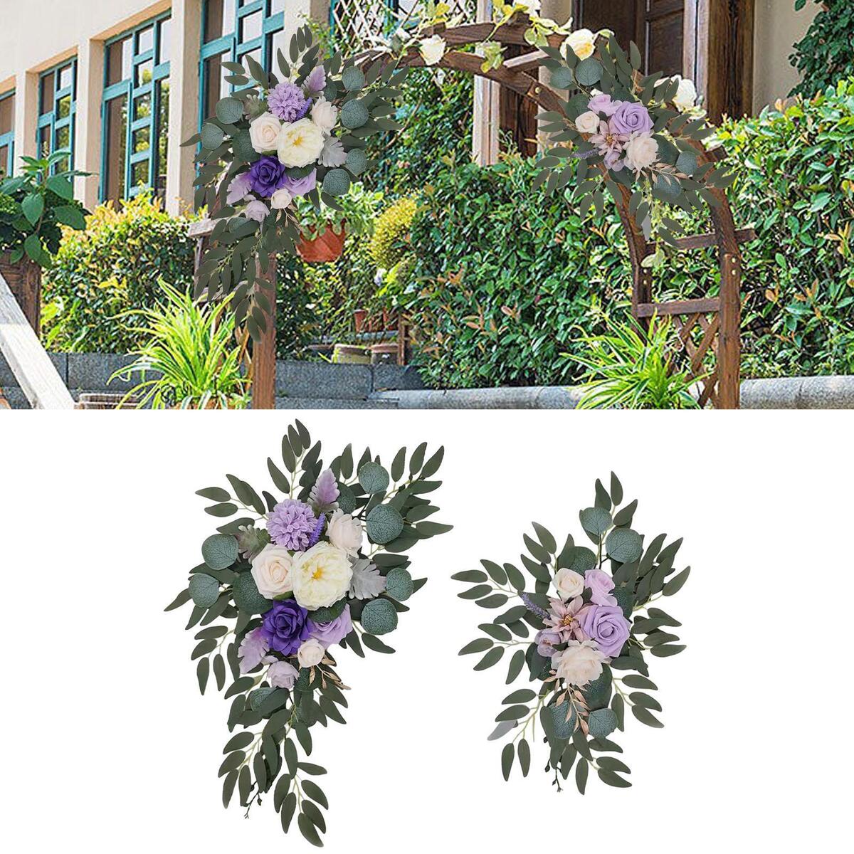 4pcs Silk Wedding Arch Flowers Floral Arrangement Hanging for Wedding Decor
