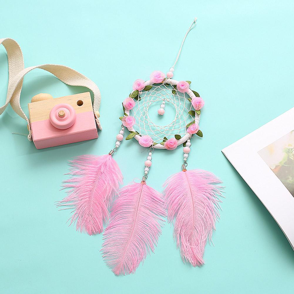 Pink Feathers Handmade Dreamcatcher Craft Dream Catcher Net Home Wall Decor
