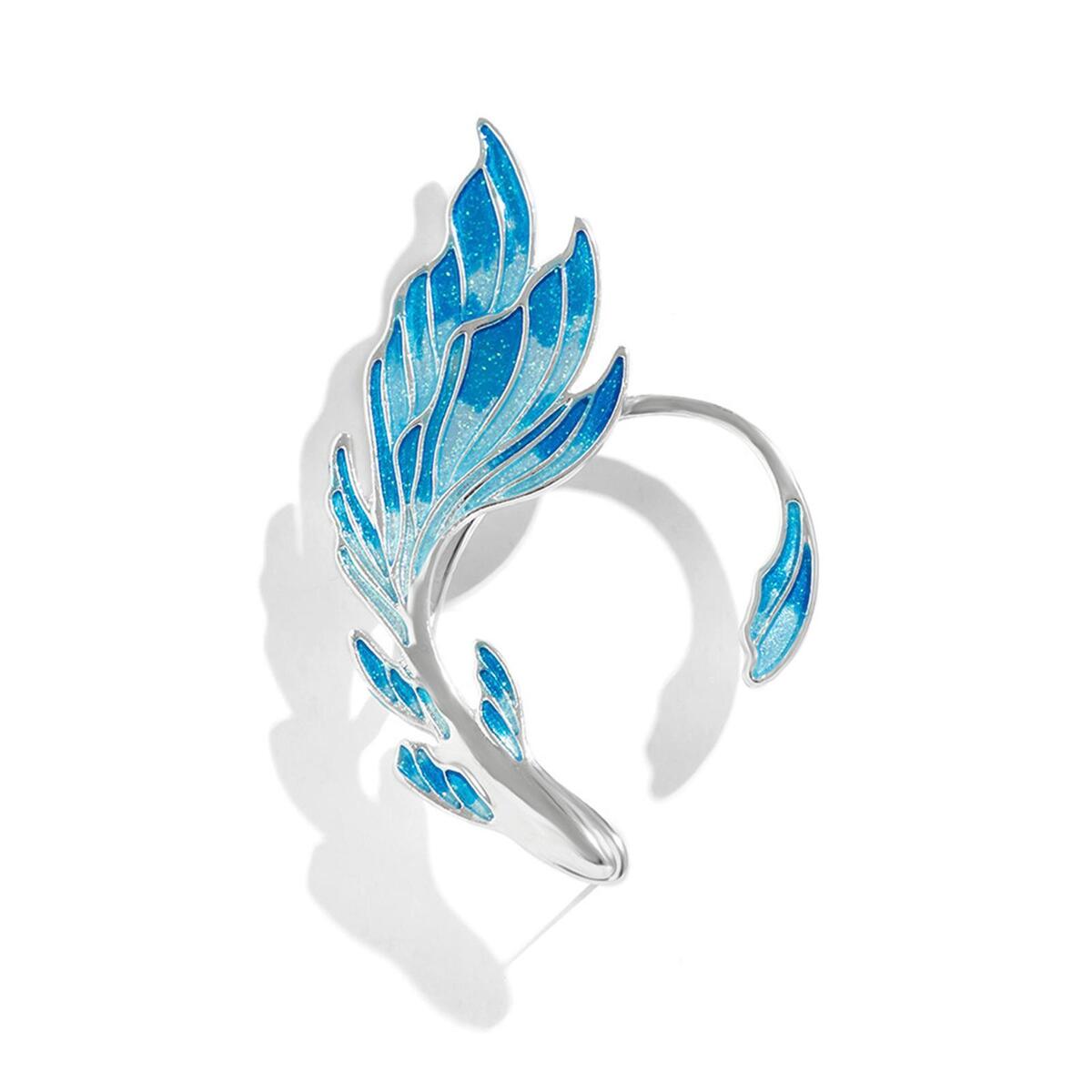 Blue Ear Cuff Wrap Clip Stud Earring, Climbers Crawler Jacket Earrings Jewelry