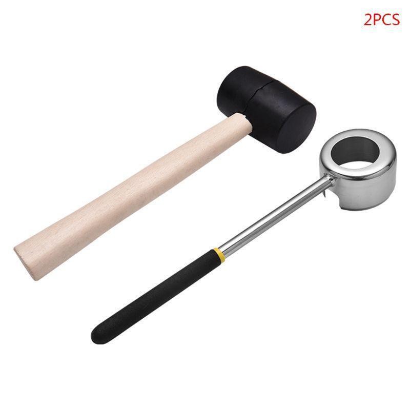 1Set Stainless Steel Shell Opener Rubber Hammer for Coconut Shell Opening Tool