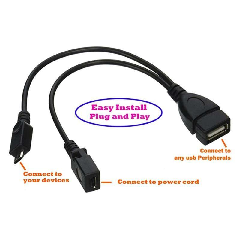 2 In 1 OTG Micro USB Host Power Y Splitter USB Adapter to Micro 5 Pin Male