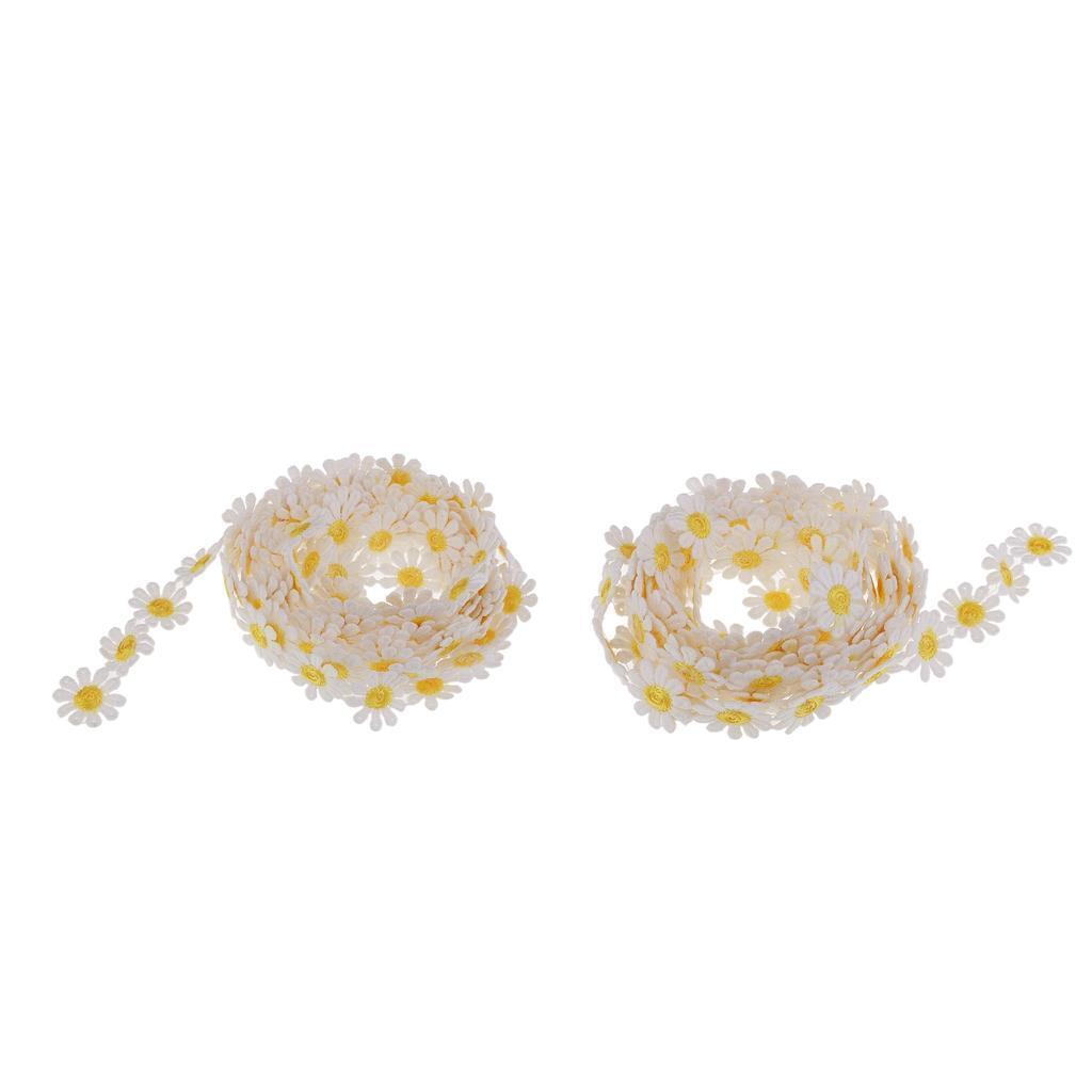 2x 3 Yards 25mm Daisy Embroidery Lace  Applique Ribbon Sewing Crafts DIY