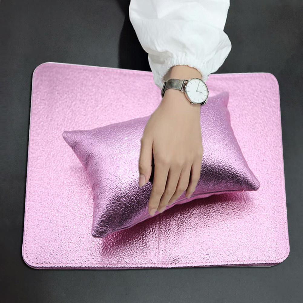 Nail Art Pillow PU Leather Hand Rest Cushion with Pad for Manicure (Pink)
