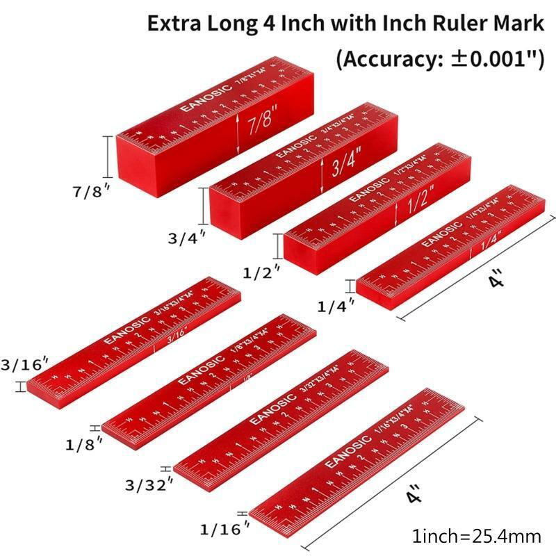 Setup Blocks Height Gauge Set Woodworking Setup Bars for Router & Table Saw 8pcs
