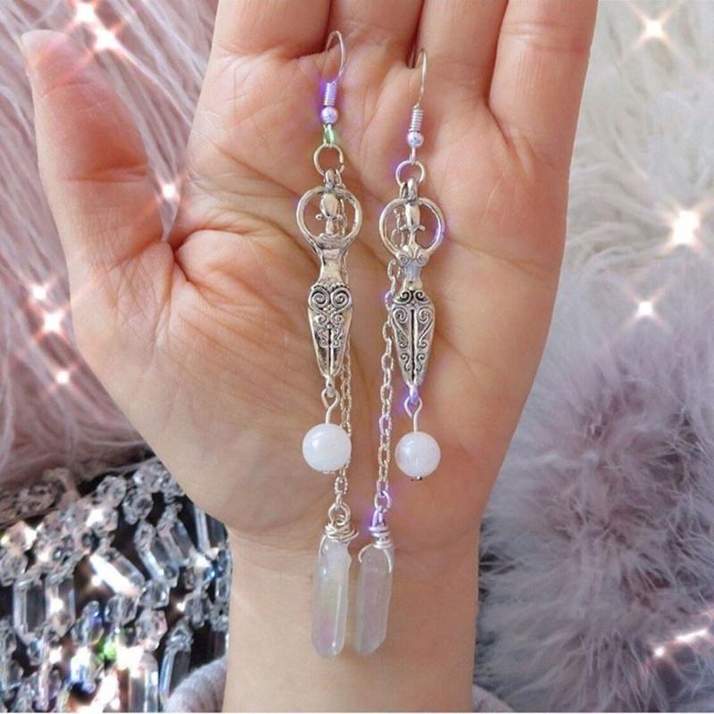 Creative Moonstone Drop Dangle Earrings Ear Stud Jewellery Reiki Energy Healing