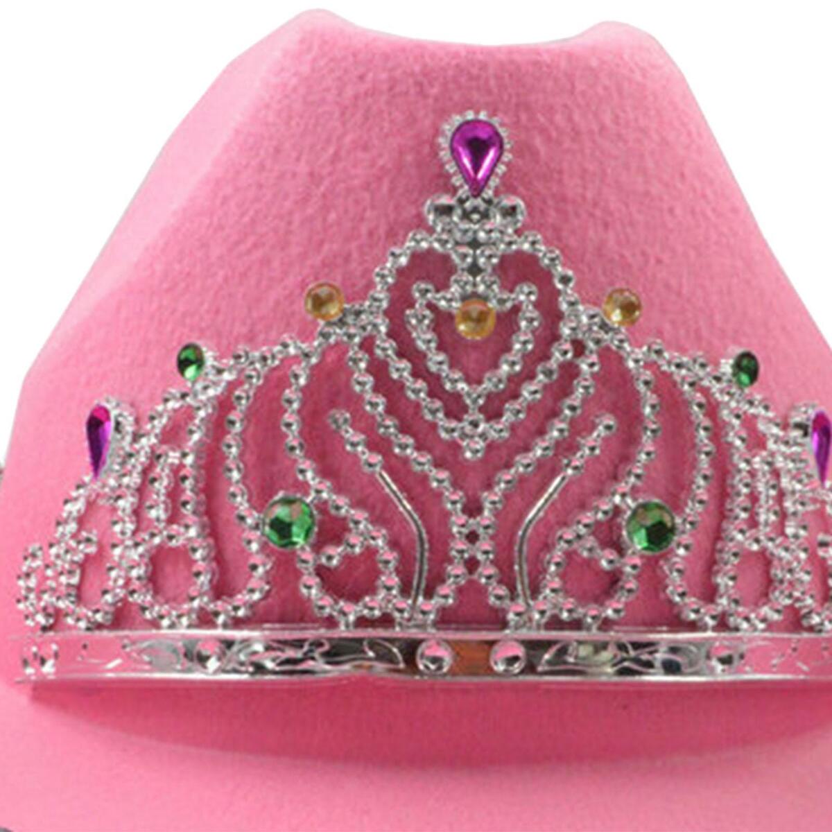 2 Pack Sequin Cowboy Hats with Tiara Crown   Hat for Women Ladies