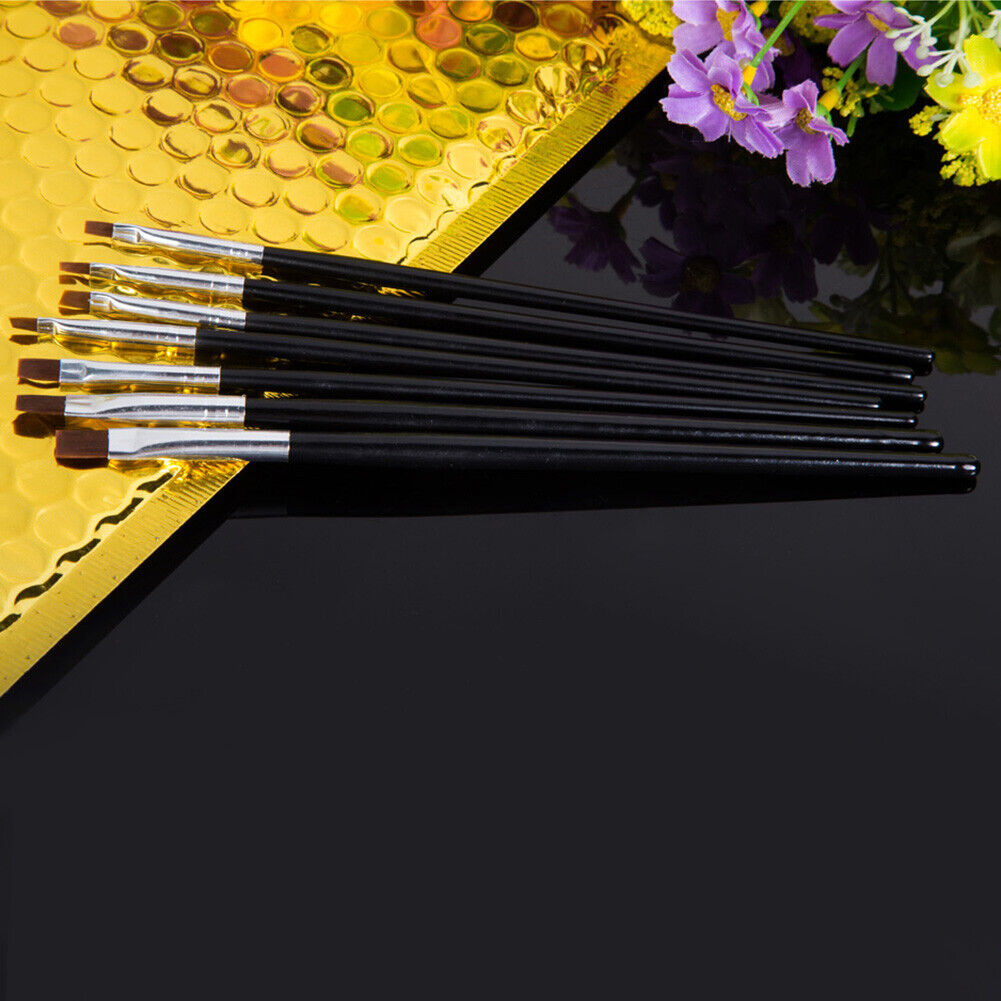 NEW 14 x UV Gel Acrylic Nail Art Flat Brush Painting Tool Set Manicure