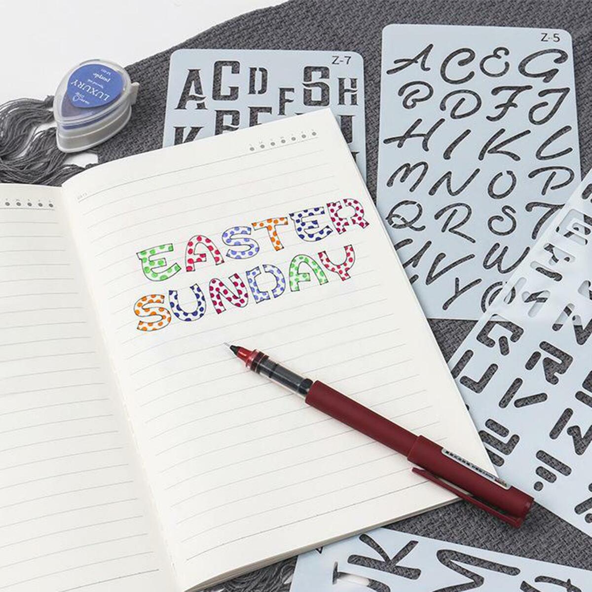 20Pcs Alphabet Letter Number Stencils Templates Stationery Drawing Art Painting